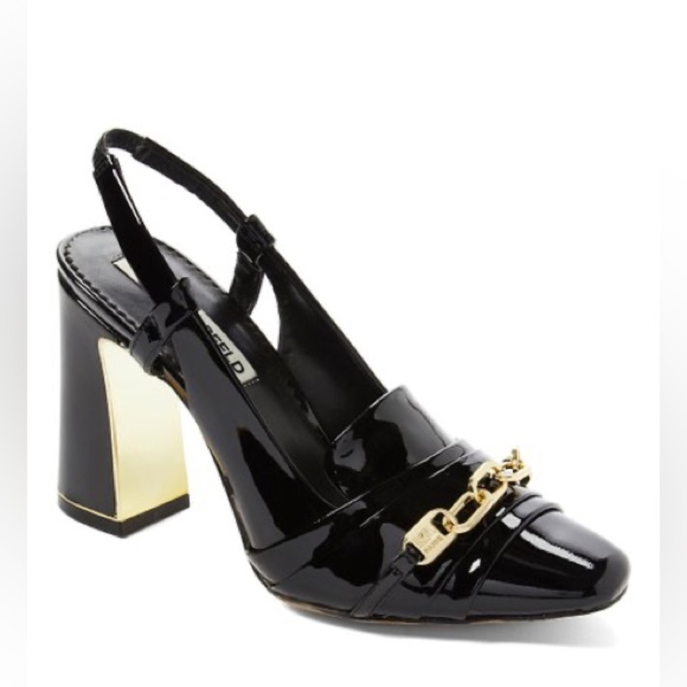 Georgie Chain Detail Patent Leather Slingback Pump